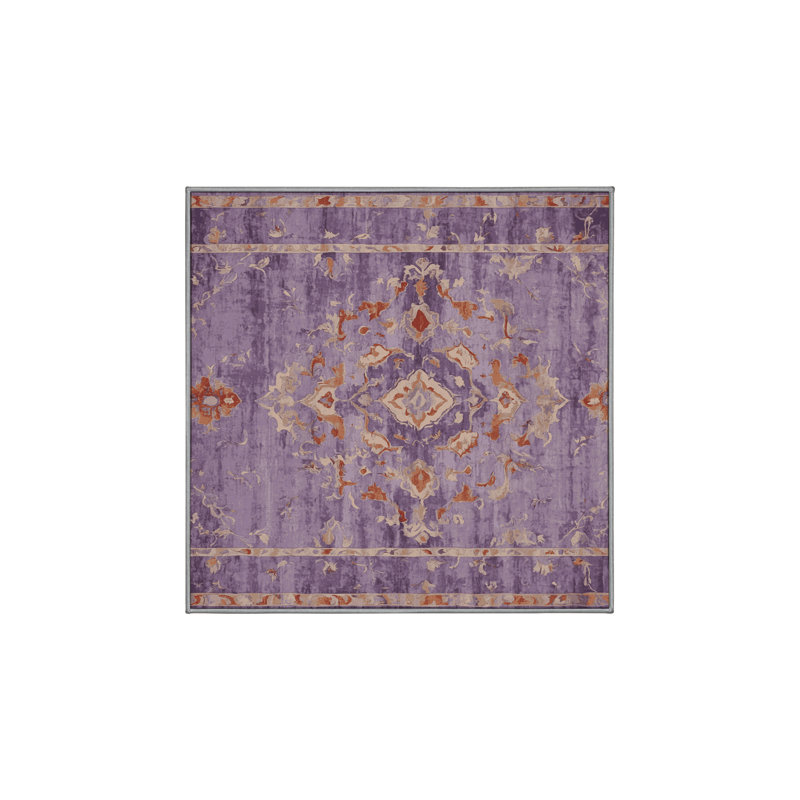 Machine Washable Purple Area Rug, Square 7'
