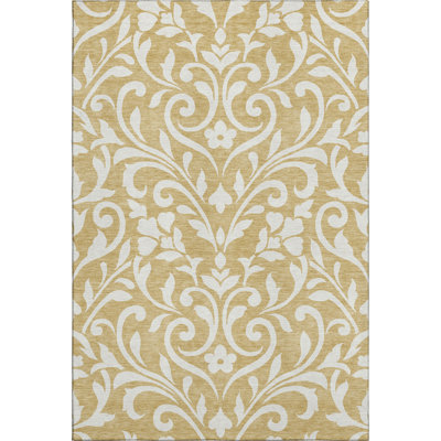 Premium Machine Washable Prisco Gold Rug