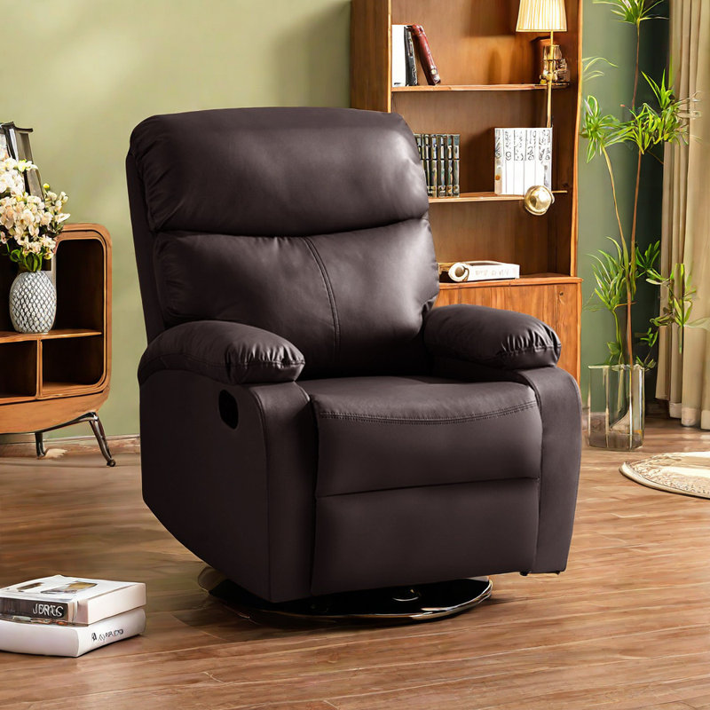 Fauteuil inclinable pivotant en similicuir Koumarianos, Beige