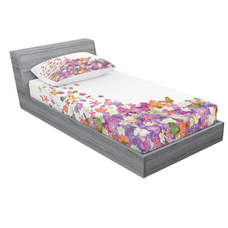 Microfiber Floral Sheet Set, Twin XL Sheet Set + Fitted Sheet + 1 Pillowcase