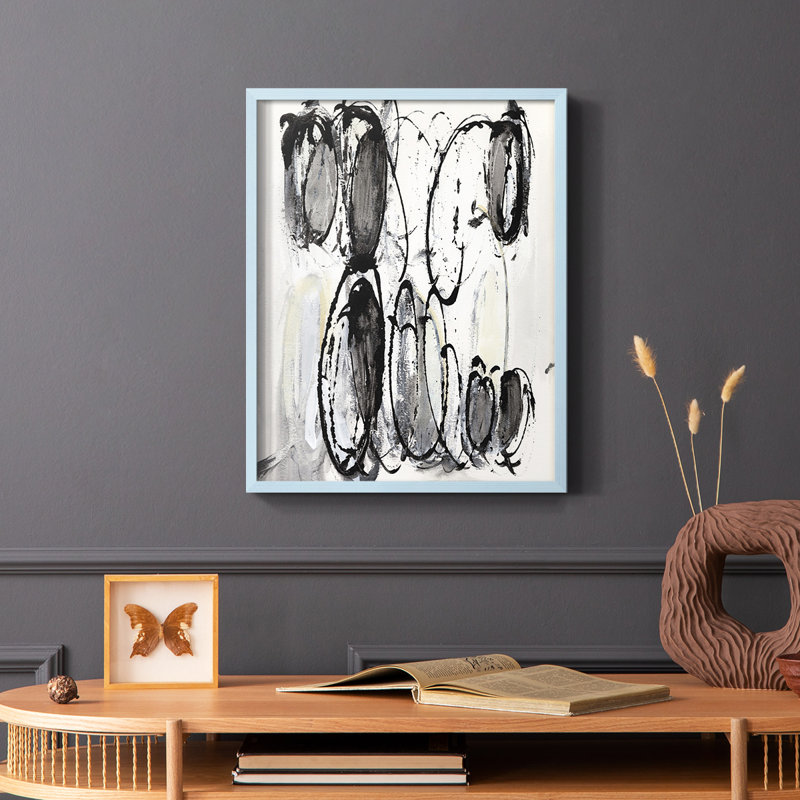 Gray Scribbles II, reproduction encadrée - bois massif, H 10 po x l 8 po, Bleu