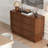 Mid-Century Modern Fluted 6-Drawer Sideboard, Walnut Finish