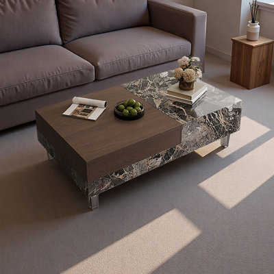 Table basse rectangulaire avec rangement en acrylique