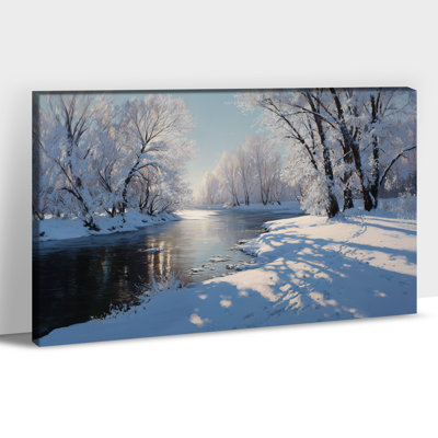 Art mural grand paysage d'hiver - Scène d'hiver, décorations murales sur toile, forêt d'hiver, estampes d'art pour le salon, toile encadrée Winter Wonderland, 28 po x 40 po