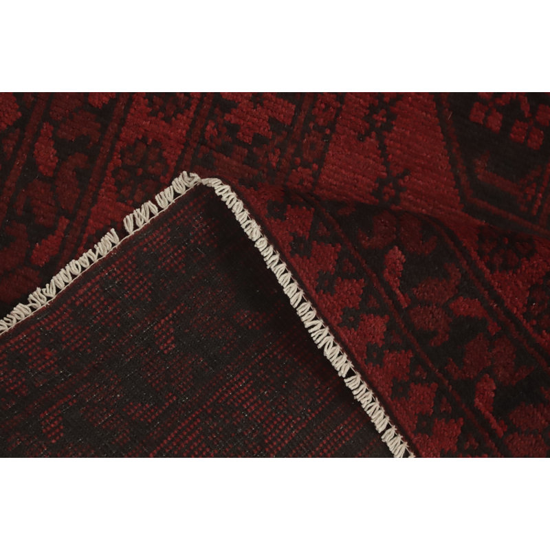 Tapis oriental rouge à motif géométrique 3 x 5