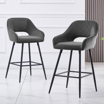 Sunni 67cm Velvet Upholstered Arm Bar Stool