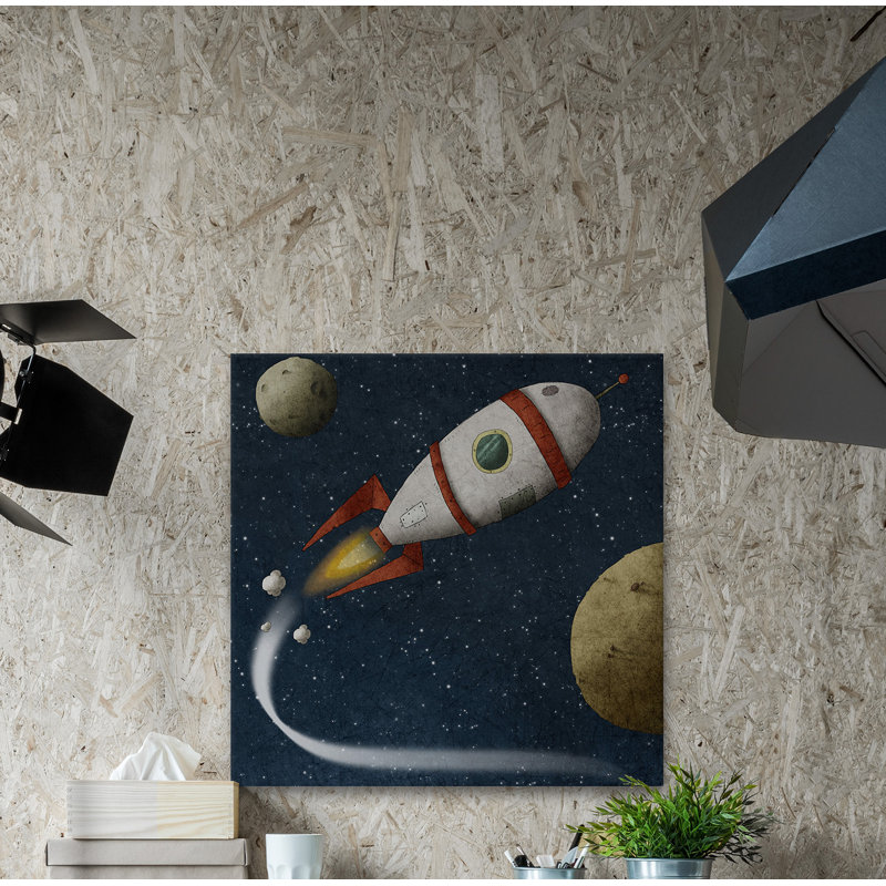 Giovanna Spaceship Adventure - Painting on Canvas, 45cm H x 45cm W x 2cm D