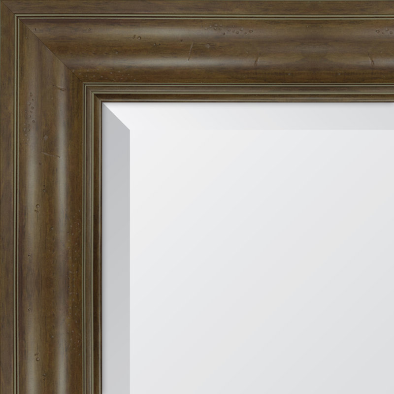 Miroir mural à cadre en résine English, H 36 po x l 30 po, Noyer