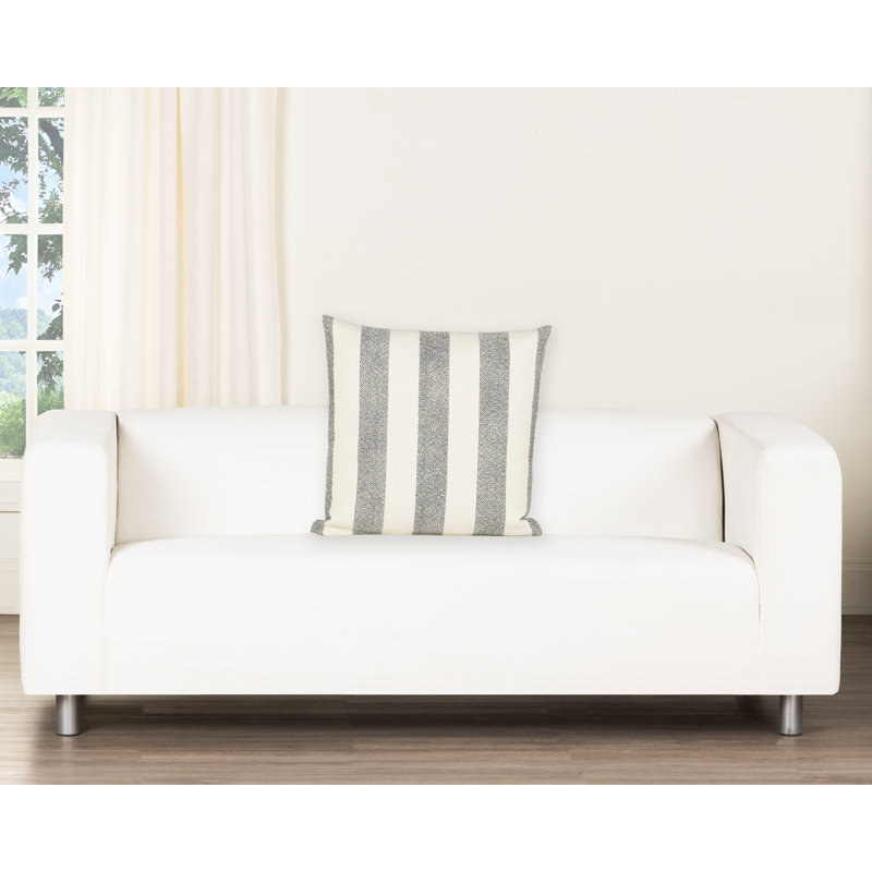 Coussin Birch Lane Harding, Bleu rayé, Polyester, Carré 18 po