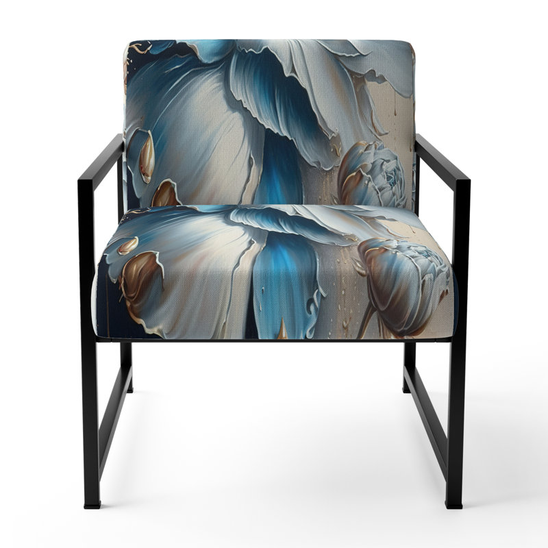 Chaise d'appoint rembourrée Ice Blue Daisy III, Noir