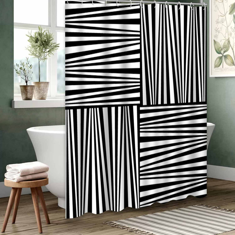 Rideau de douche noir imperméable, rideaux de douche pour la salle de bain avec 12 crochets, 72" L x 84" W