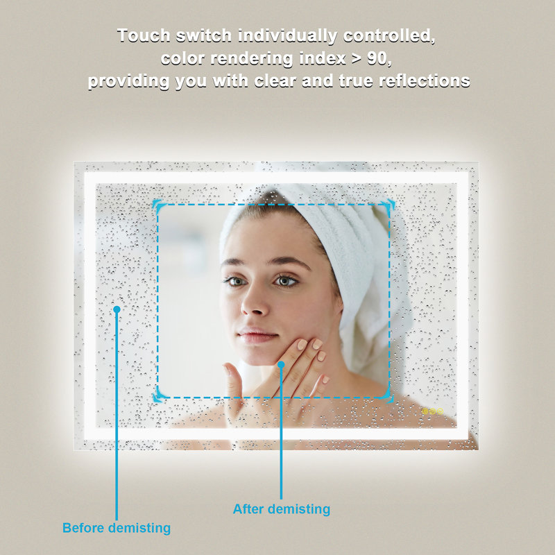 Miroir de salle de bain Amirie, Rectangle 24 po x 36 po