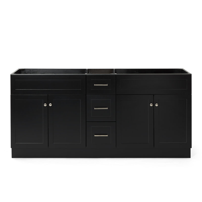 Paulla 72" Double Bathroom Vanity Base Only, Black
