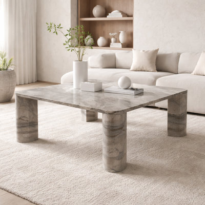 Table basse décorative carrée en marbre avec coins arrondis Kramer