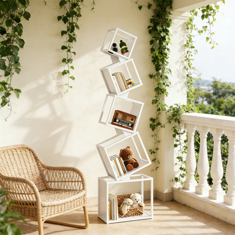 179.5cm H x 46cm W Metal Standard Bookcase, White