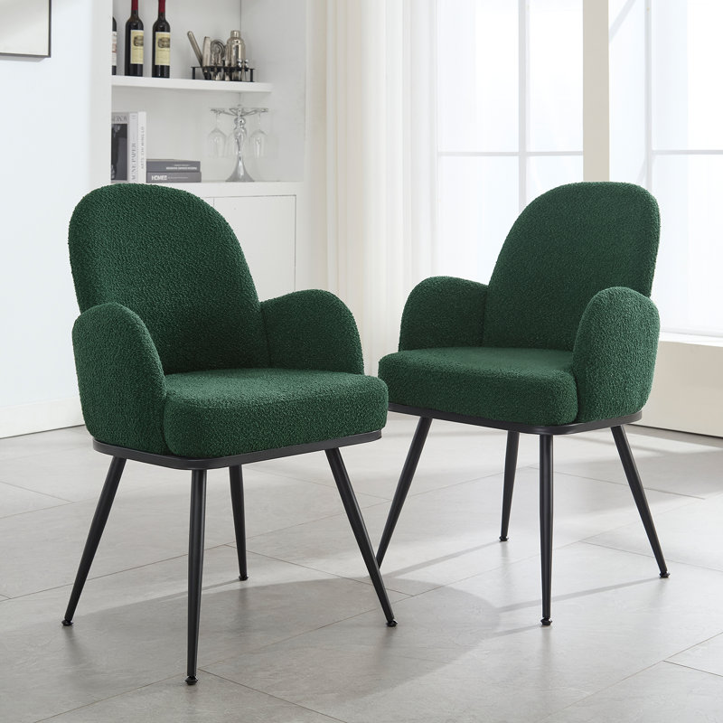 50cm H Tufted Fabric Upholstered Full Back Armchair, 2, Green