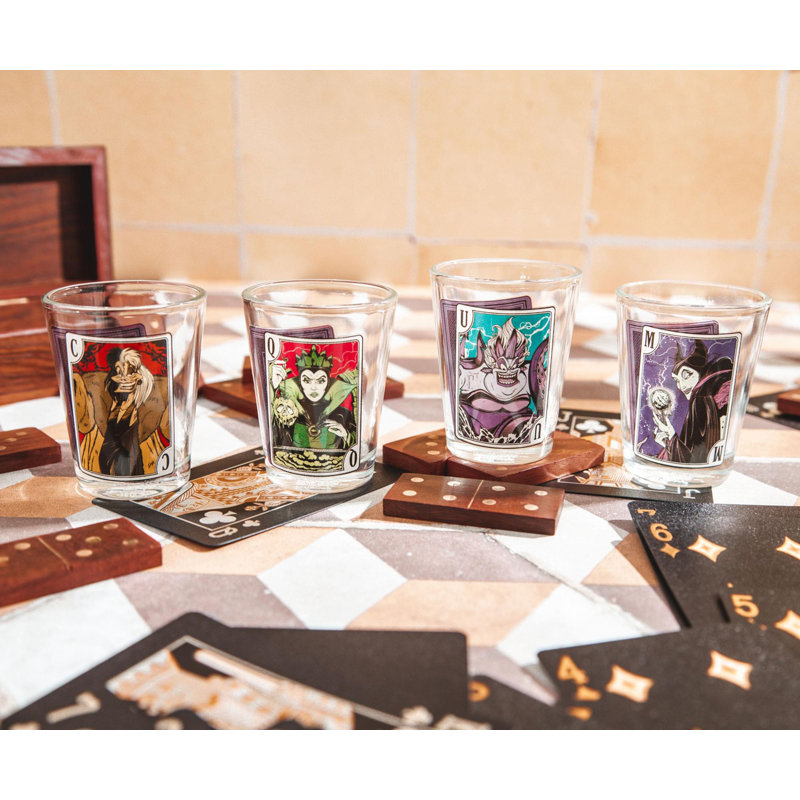 Mini-verres à liqueur Disney Villains Portraits 1 oz | Ensemble de 4