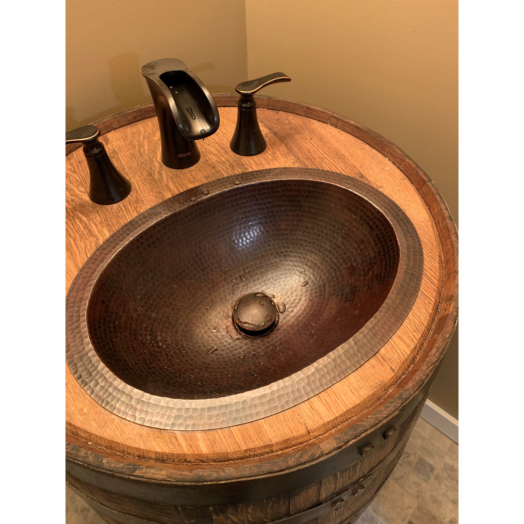 16" Oval Copper Bathroom Sink with Pop-Up Drain SimplyCopper