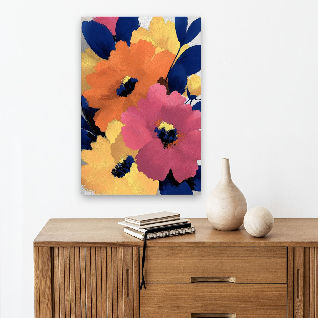 Flower Shop Orange Abstract Abstract Bold Contemporary Nature Wall Art Print