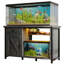 Helge 55 Gallon Fish Tank Stand with LED Light & Power Outlets, 55-75 Gallon Aquarium Stand with Drawer & Barn Door-478310992