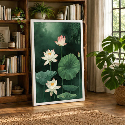 Water Lilies in Bloom Botanical 1 Piece Wrapped Canvas Wall Art