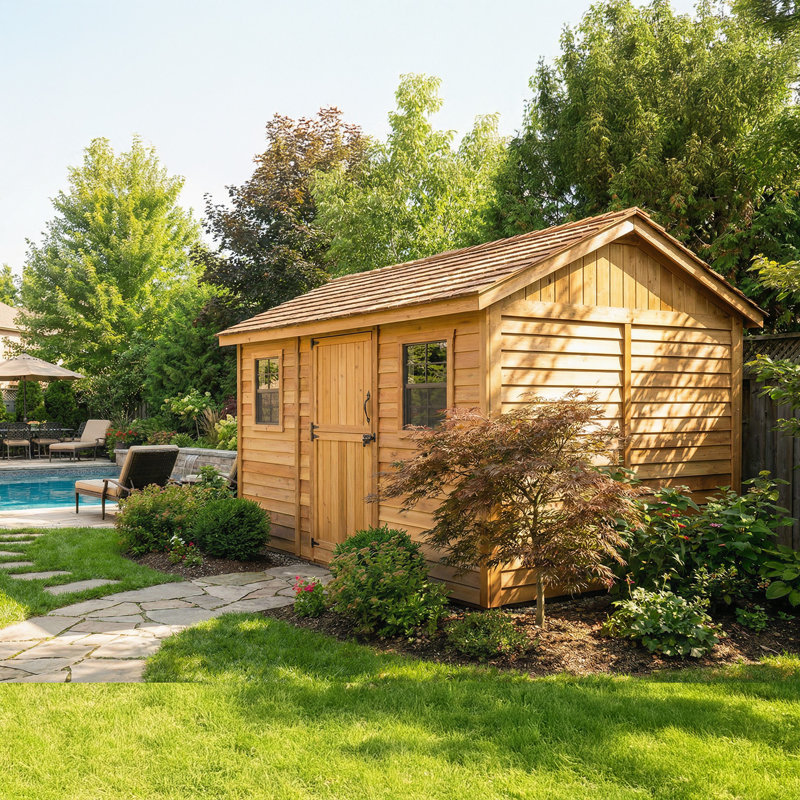 12 ft. W x 8 ft. D Cabana Cedar Wood Pool and Garden Shed