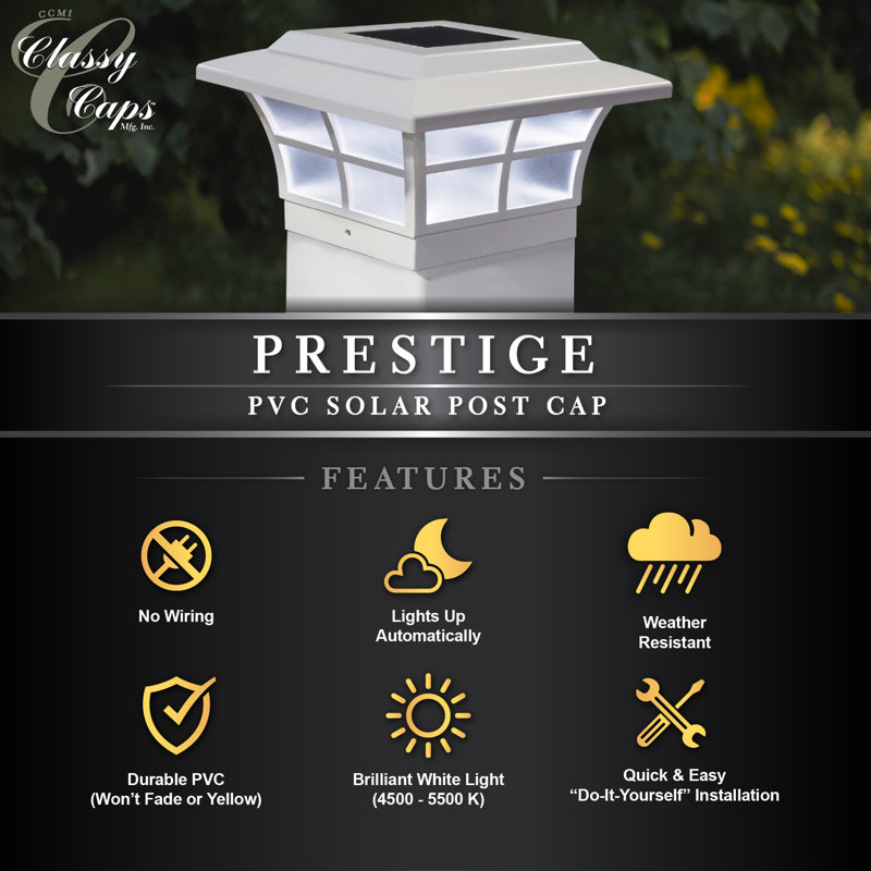 White PVC Solar LED Post Cap Light Multipack