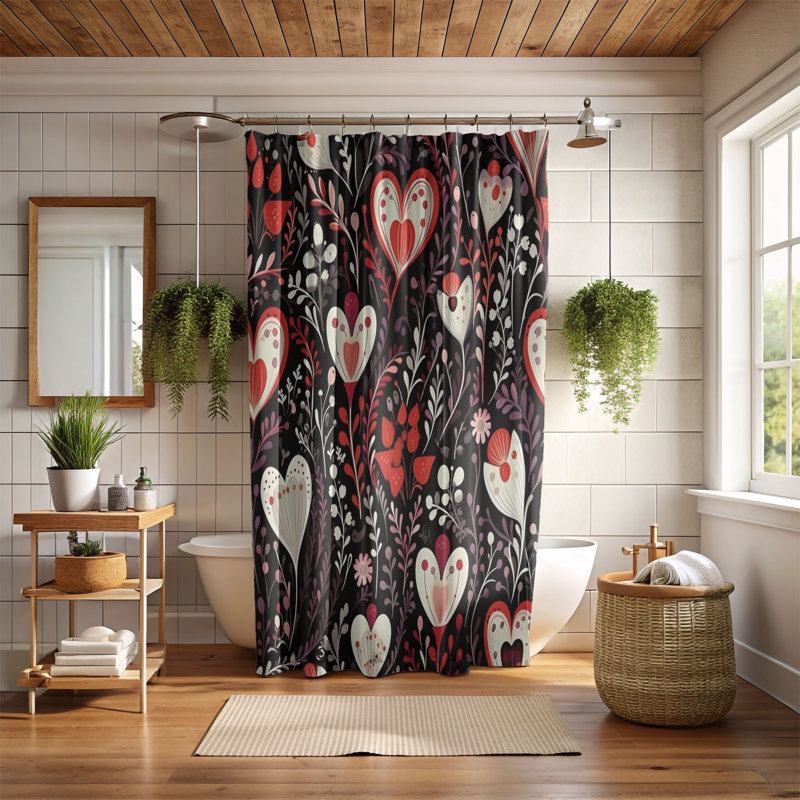 Heart Spark - Rideau de douche standard 1 pièce, H 74 po x l 71 po