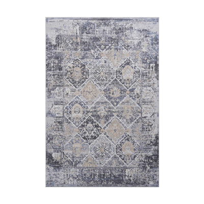Collection 2X8 Grey/Blue /Traditional Non-Shedding Living Room Bedroom Dining Home Office Stylish and Stain Resistant Area Rug