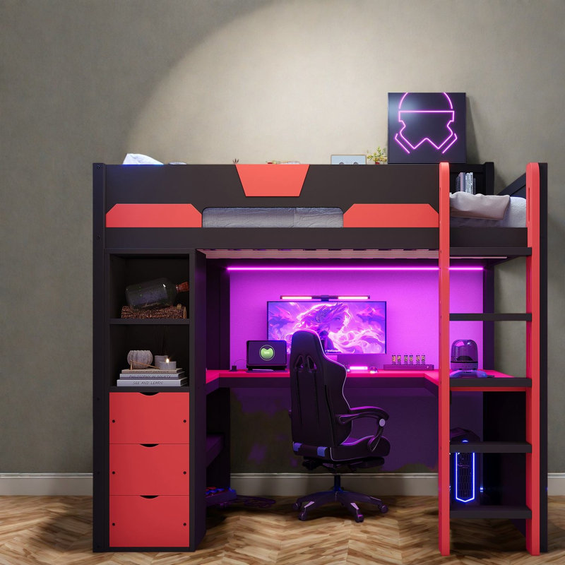 Lits multifonctionnels avec rangement, loft moderne en bois aggloméré moderne pour la maison
