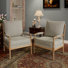 2 Pieces Mid-Century Farmhouse Accent Armchair, with Solid Wood Frame and Cushion Seat and Back