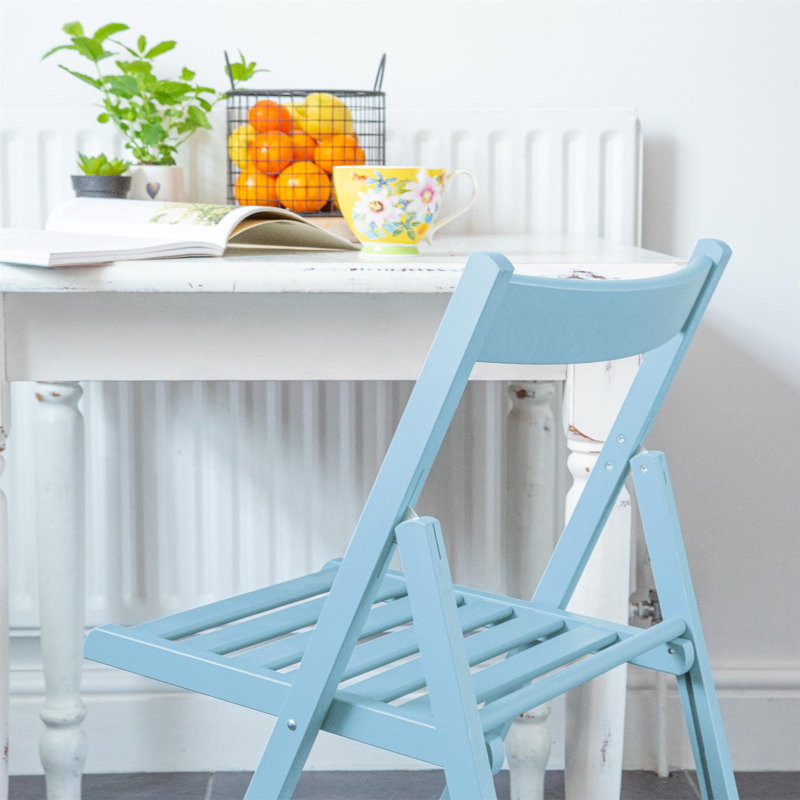 Harbour Housewares - Beech Wood Folding Chair, Denim Blue
