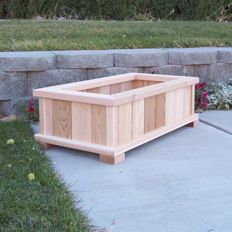 Bunceton Handmade Wood Planter Box, Unstained, 13" H x 41" W x 21" D