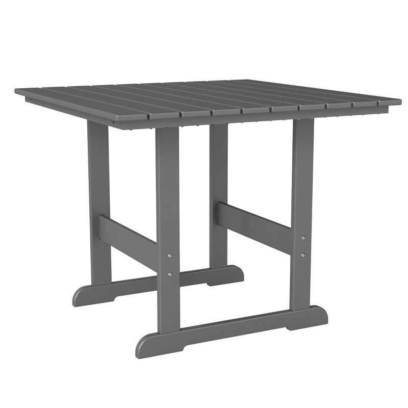 HDPE Outdoor Square Patio Dining Table All Weather, Gray