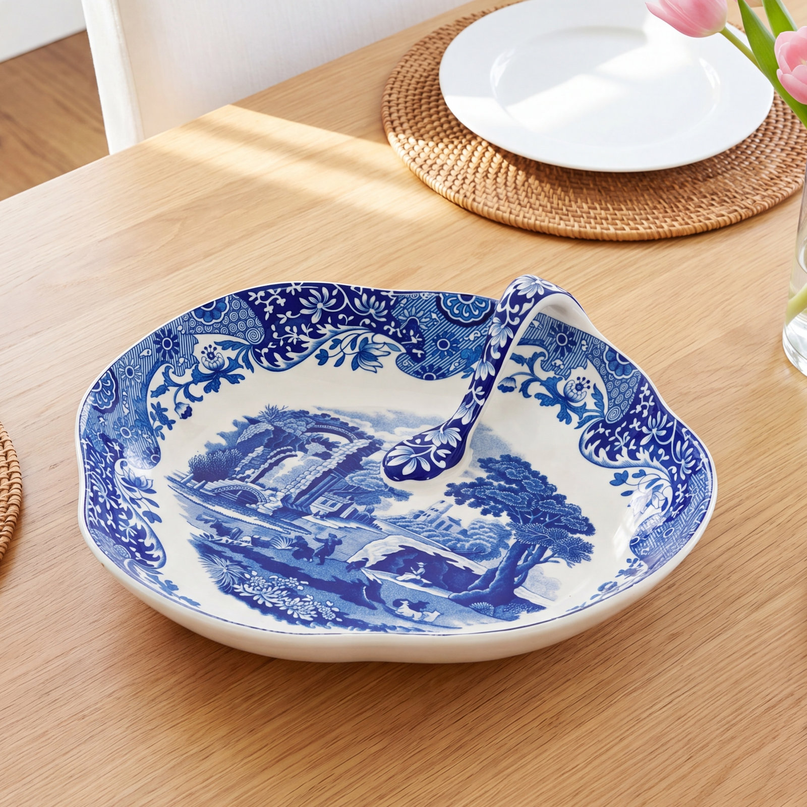 Blue Italian Handled Tray