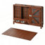 Mobilier de caisse pour chien en bois massif 33 po, chenil d'intérieur pliable avec mangeoire rotative à 360 °, table de bout multifonctionnelle pour petits et moyens chiens, cage pour animaux portable avec plateau amovible et assemblage facile-698949558