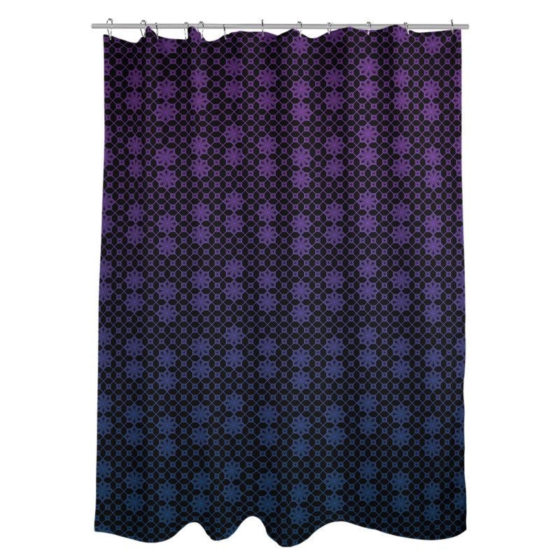 Rideau simple en treillis carré, Bleu / Mauve