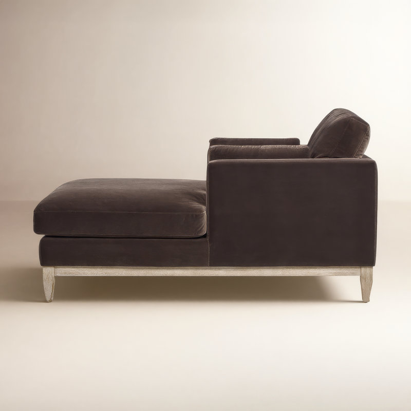 Chaise longue rembourrée Pera, Velours brun foncé