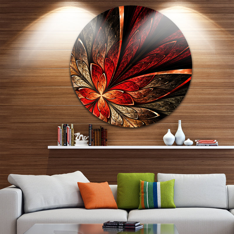 «Fractal Flower in Yellow and Red», impression sur métal