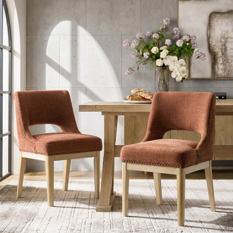 Chaise de salle à manger rembourrée avec dossier ouvert Kallas, Rouille