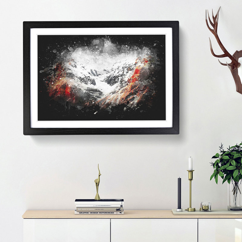 Alpenglow upon the Mountains - Picture Frame Graphic Art Print, 62cm H x 87cm W x 2cm D, Black Framed