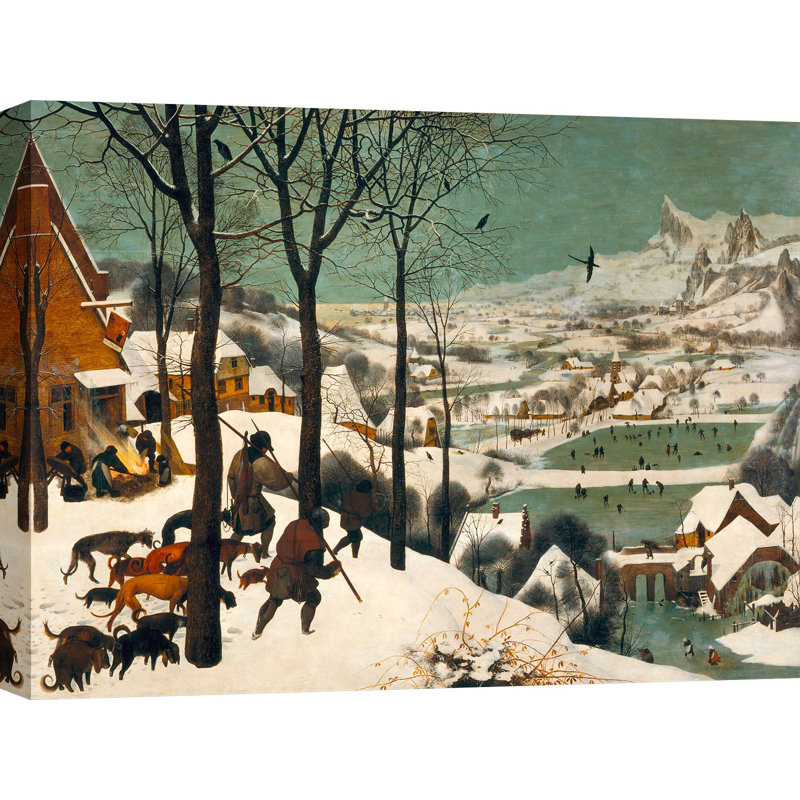 Hunters In The Snow (Winter) by Pieter Bruegel The Elder - Painting, 60cm H x 80cm W, Wrapped Canvas