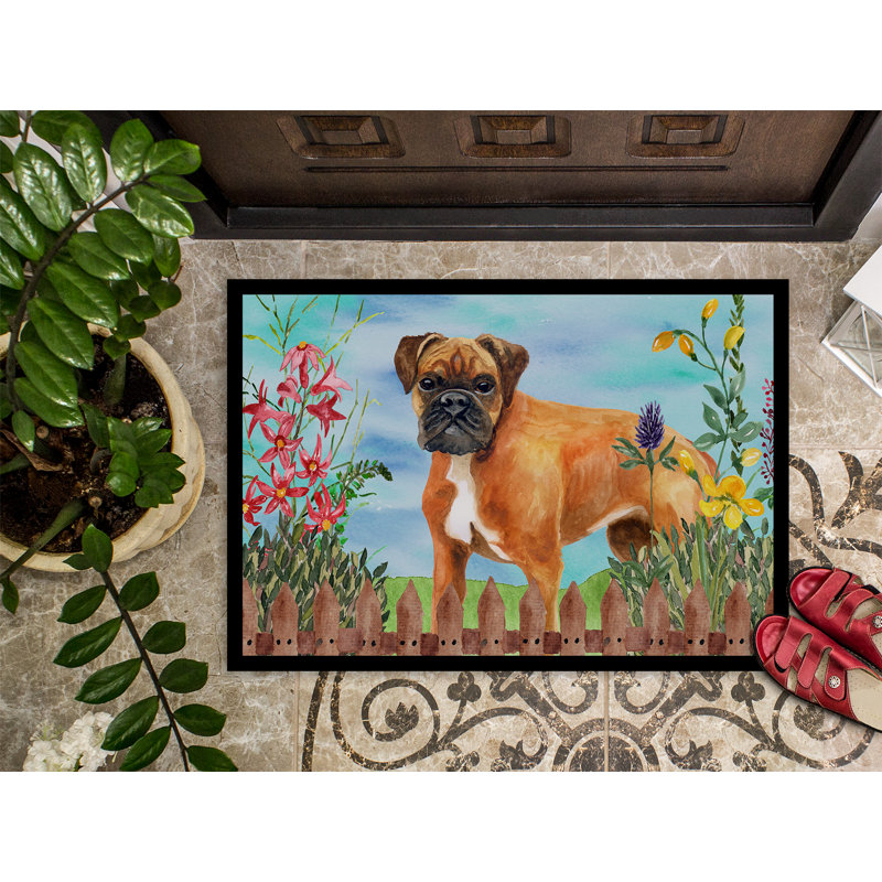 Boxer de printemps 27 po x 18 po allemand tapis de porte extérieur antidérapant, Rectangle 1 pi 6 po x 2 pi 3 po