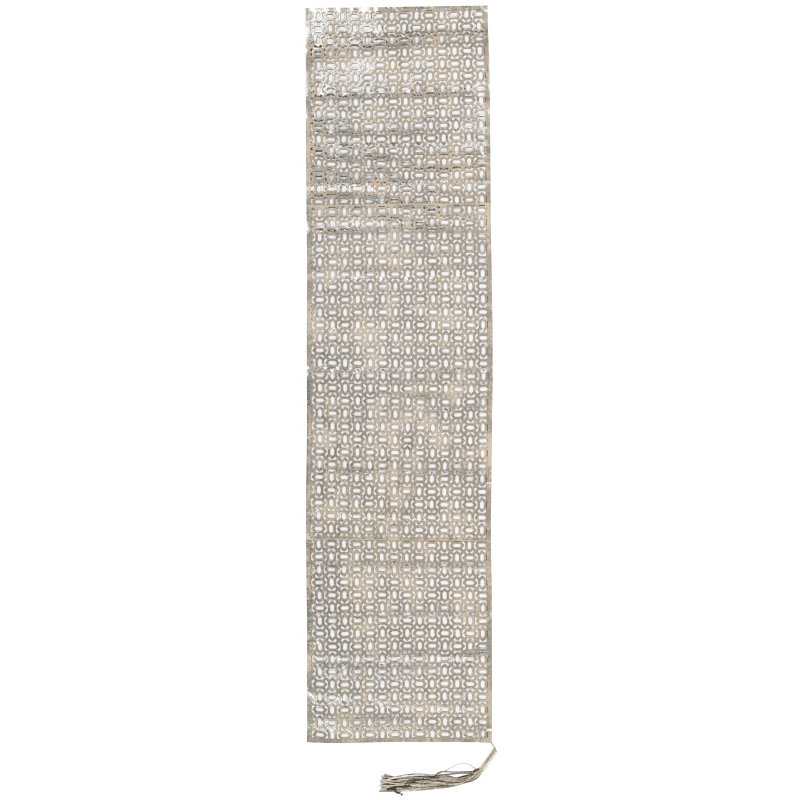 Merete Geometric Leather Table Runner, Beige/Silver