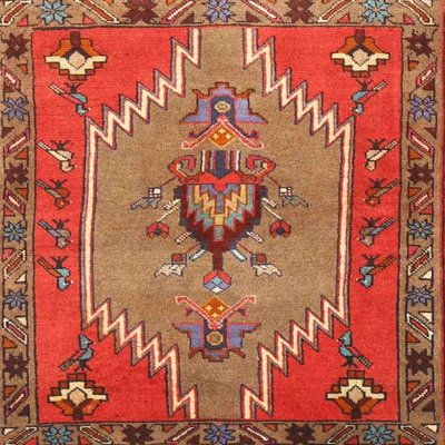 Tapis traditionnel rouge / brun