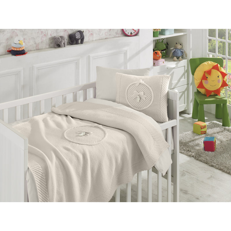 Ensemble de literie pour lit de bébé 6 pièces Dominic Bear, Beige