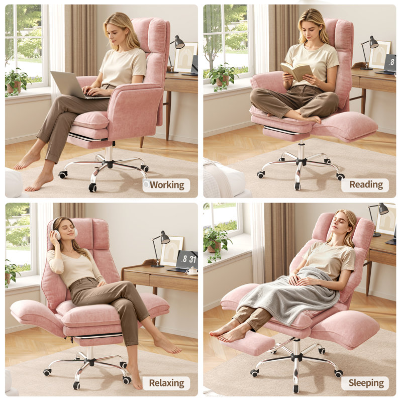 Happy Larry Faux Fur Office Chair, Pink