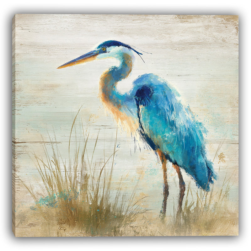 Shoreline Heron Study - Art mural sur toile tendue, H 40 po x l 40 po