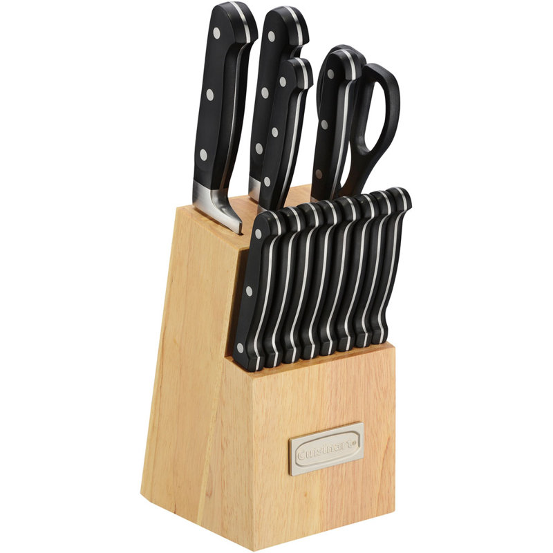Cuisinart Advantage 14 Piece Triple-Rivet Knife Set and Wood Storage Block, Black