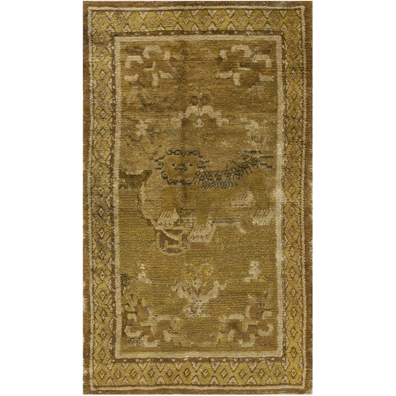 Antique Tibetan Chinese Floral Knotted Rug